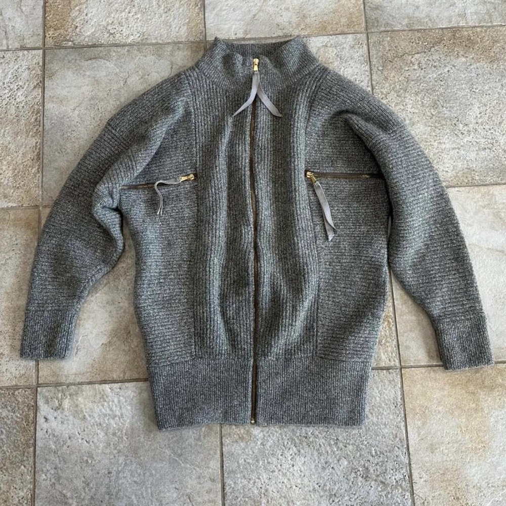 Marc by Marc Jacobs Grey 100% Lambswool Zip-Up Sweater